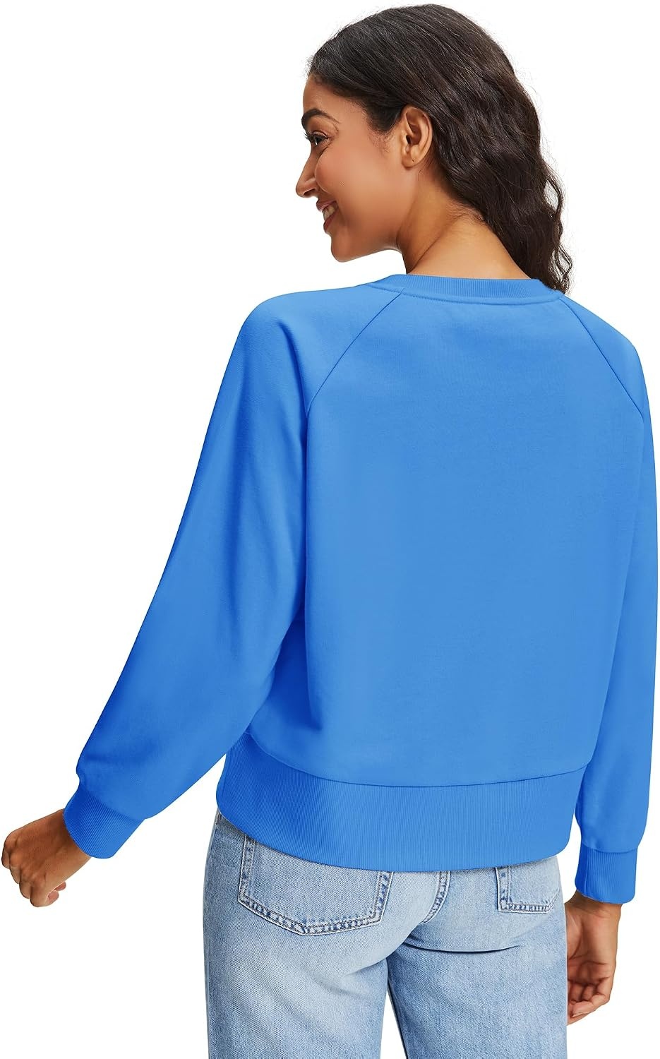 Stelle Women’s Raglan Crewneck Sweatshirt Relaxed Fit Casual Everyday | Soft fleece lining, Raglan sleeves, Ribbed cuffs, Layering essential, Lounge, Travel, Streetwear(Vibrant Blue)