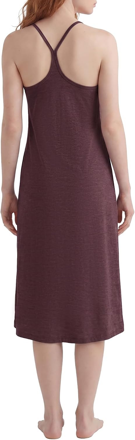 Stelle Nightgowns for Women Racerback Sleeveless Pajama Dress Spaghetti Strap Sleepwear Nightshirt(Heather Burgundy)