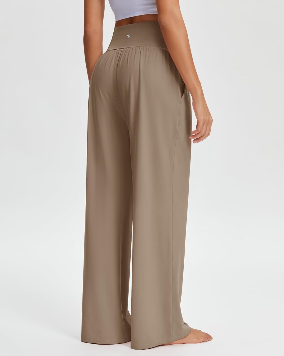 Stelle Wide Leg Yoga Pants for Women High Waisted Super Comfy Buttery Soft Lounge Pants with Pockets 26/28/30 Inseam(Mocha)