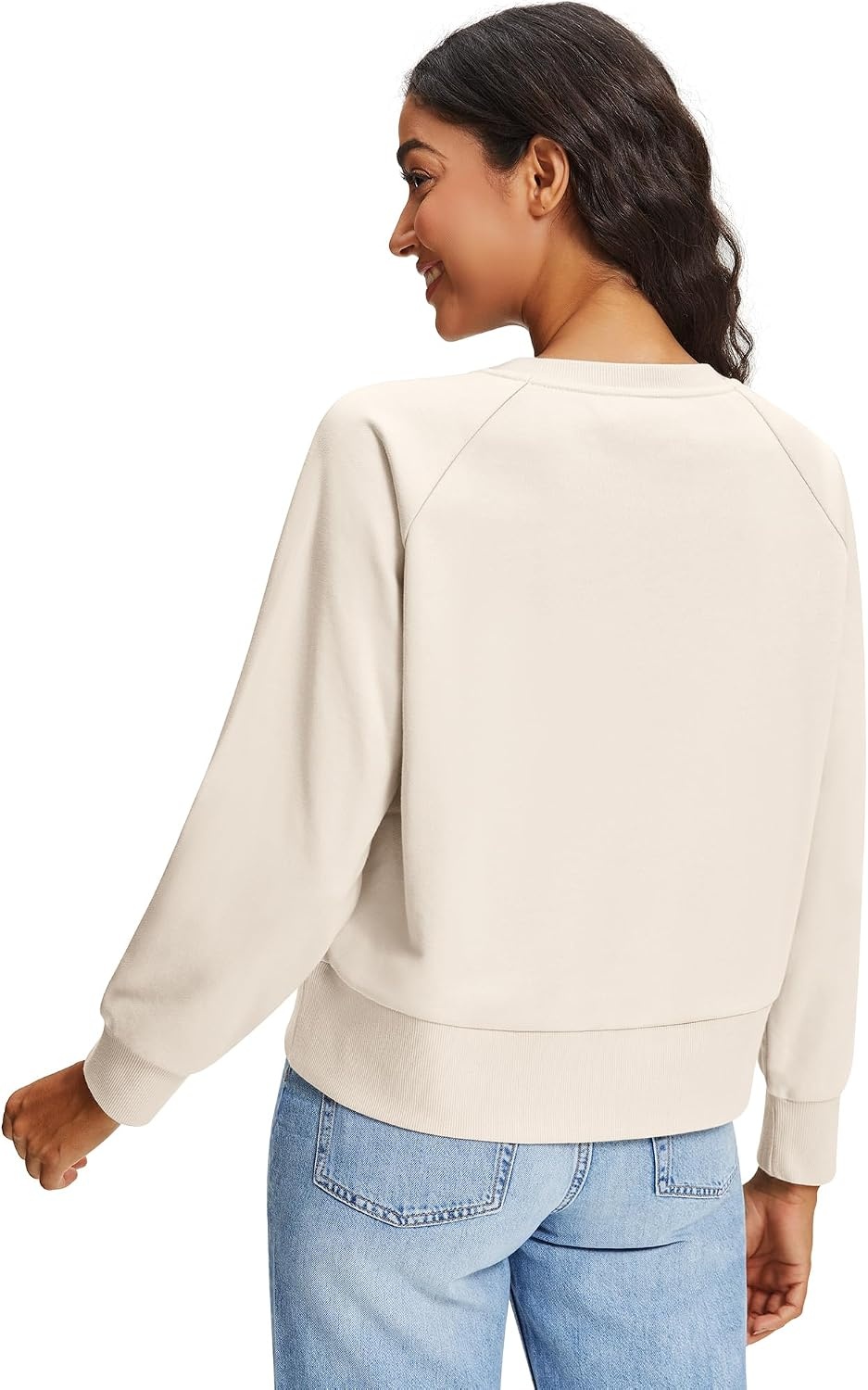 Stelle Women’s Raglan Crewneck Sweatshirt Relaxed Fit Casual Everyday | Soft fleece lining, Raglan sleeves, Ribbed cuffs, Layering essential, Lounge, Travel, Streetwear(White Beige)