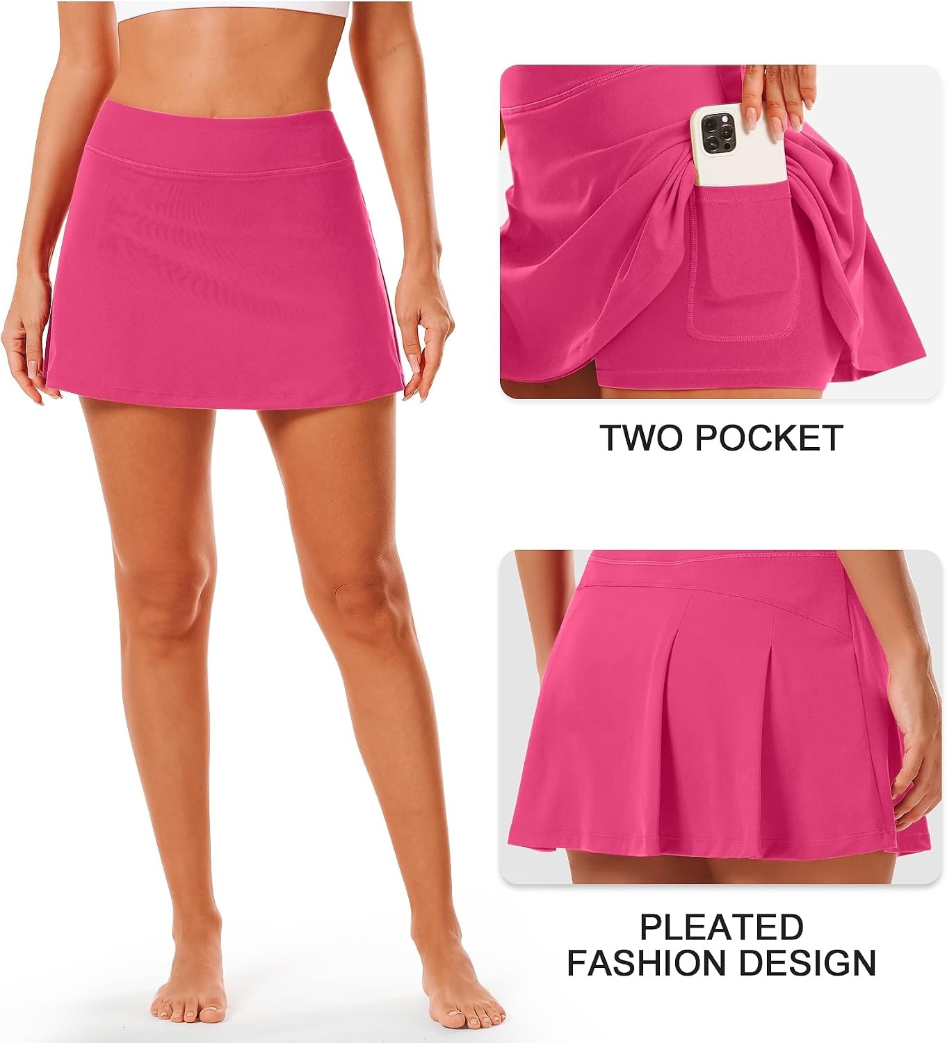 Stelle Women Tennis Skirt High Waisted Athletic Golf Skorts with Pockets(Dreamhouse Pink)