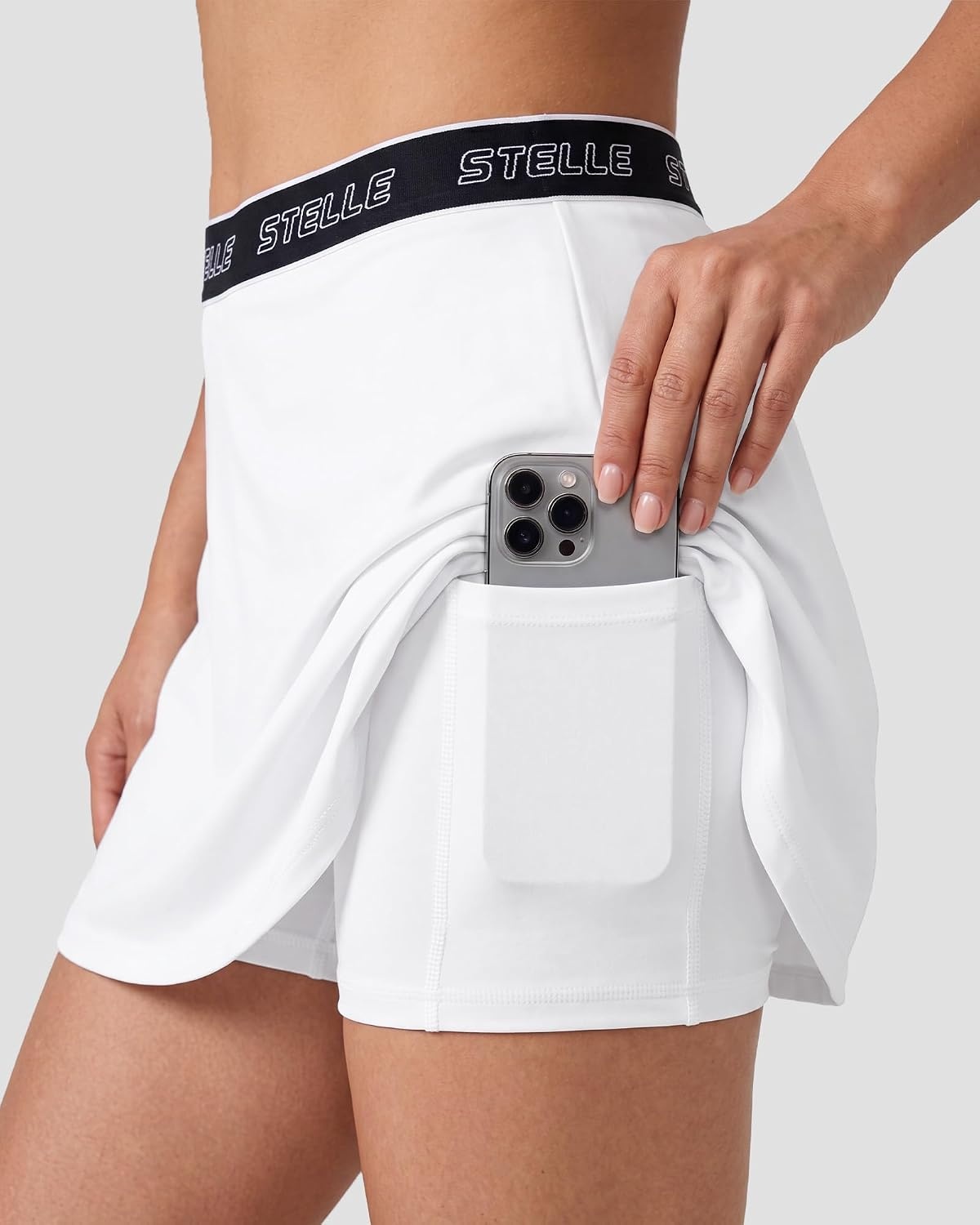 Stelle Women Skort High Waisted Tennis Skirt with Pockets Athletic Skorts for Sports Running Pickleball Skater(White)