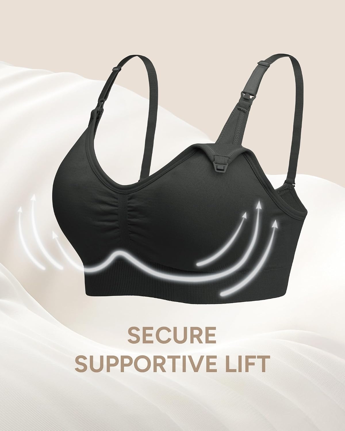 Stelle Nursing Bras Maternity Bralette Seamless for Breastfeeding | Removable pads, Soft stretch fabric, One-hand clips, Pregnancy, Postpartum, Everyday comfort(3 Pack Black)