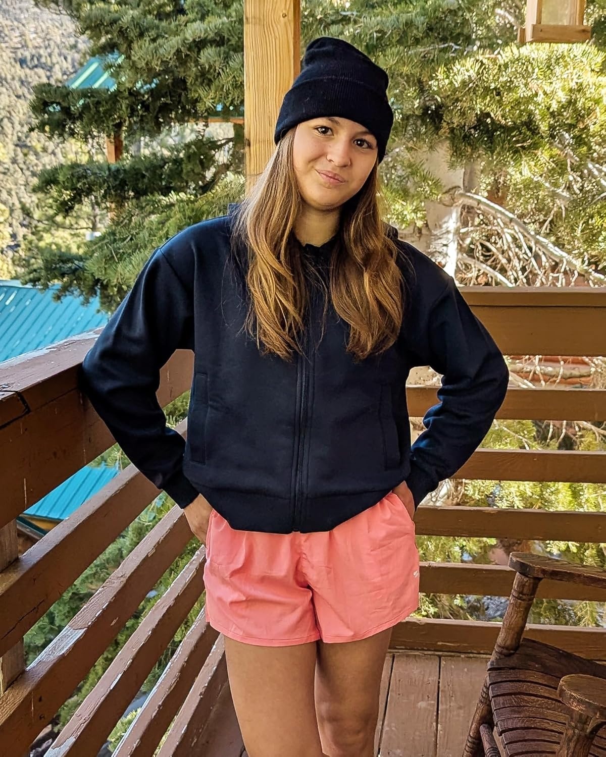 Stelle Zip Up Hoodies for Women Fleece Crop Jackets Long Sleeve Hooded Sweatshirts with Pockets Casual Coat(Navy)