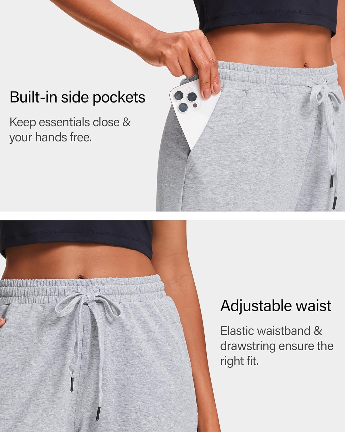 Stelle Women’s Cotton Bermuda Shorts 10″ Long Knee Length Comfy Sweat Shorts with Deep Pockets Lounge Casual Summer(10″ (Light) Grey)