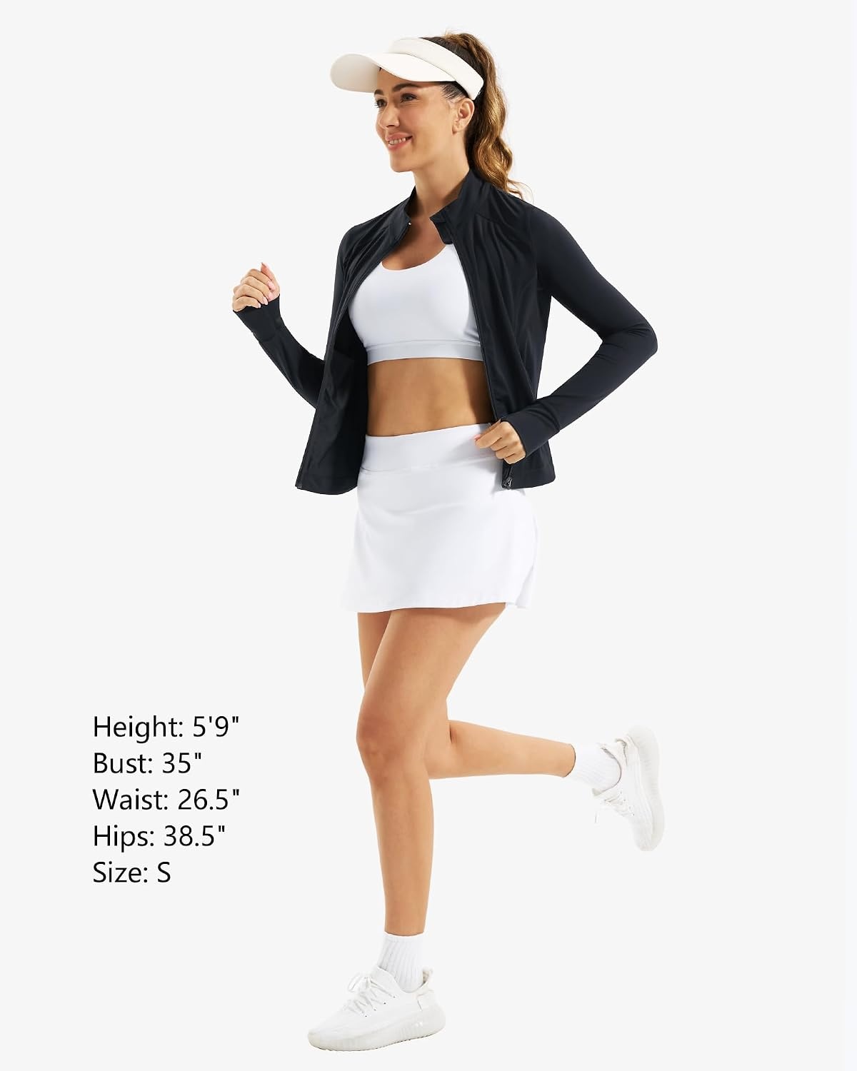 Stelle Women’s Zip Up Jackets Lightweight Athletic Running Jacket Workout Slim Fit Yoga Track Clothes with Thumb Holes(Black)