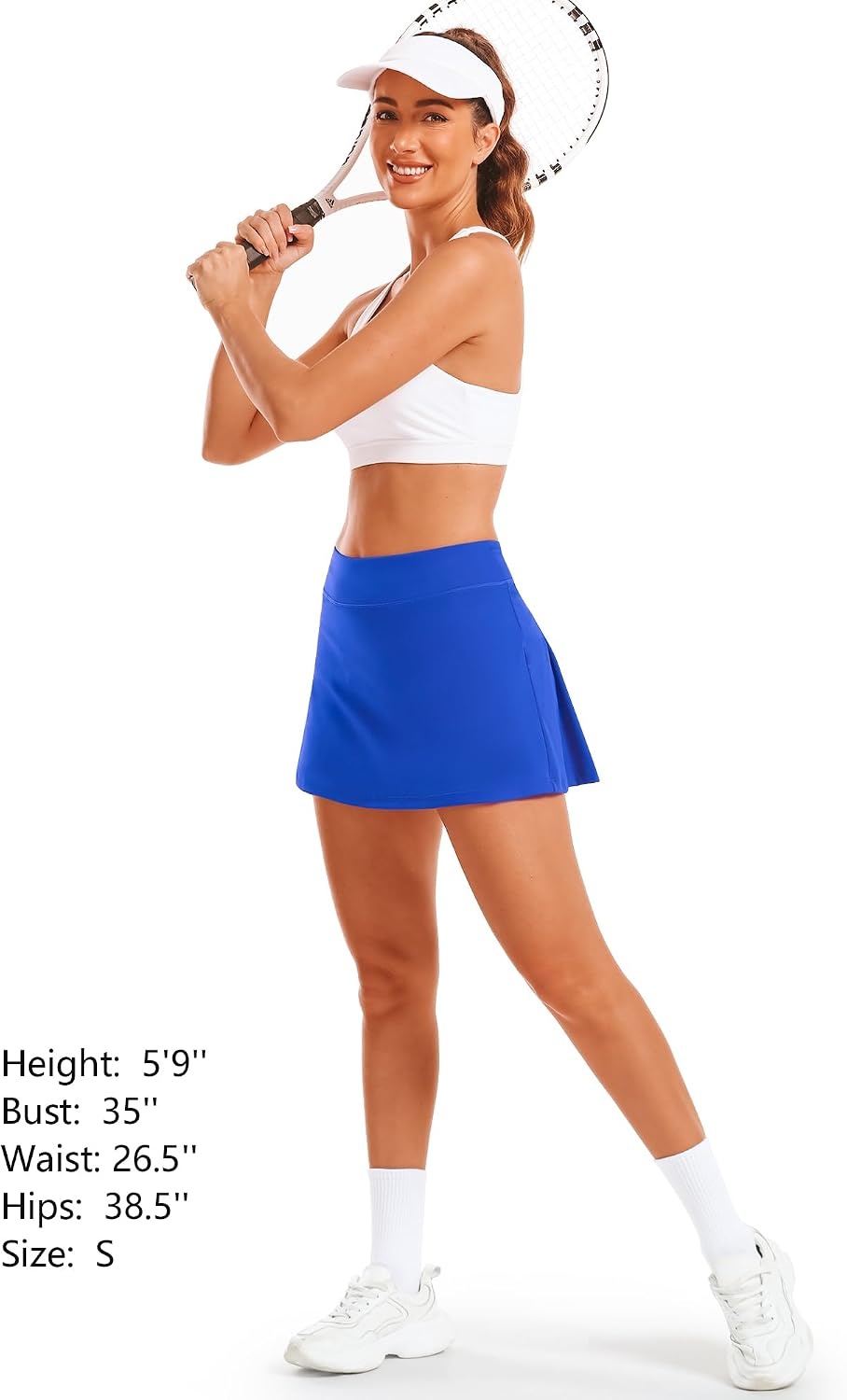 Stelle Women Tennis Skirt Golf Skorts Athletic High Waisted with Pockets Inner Shorts Sport Workout Pleated Pickleball(Sapphire)