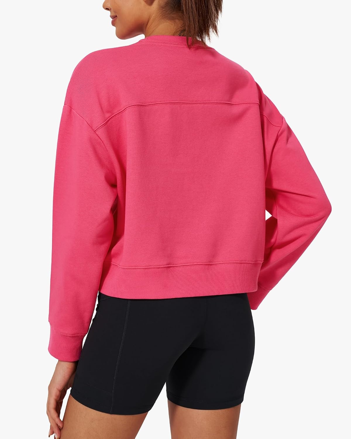 Stelle Cropped Sweatshirts for Women Cotton Long Sleeve Crop Tops Crewneck Pullover Oversized Sweater(Watermelon Sugar)