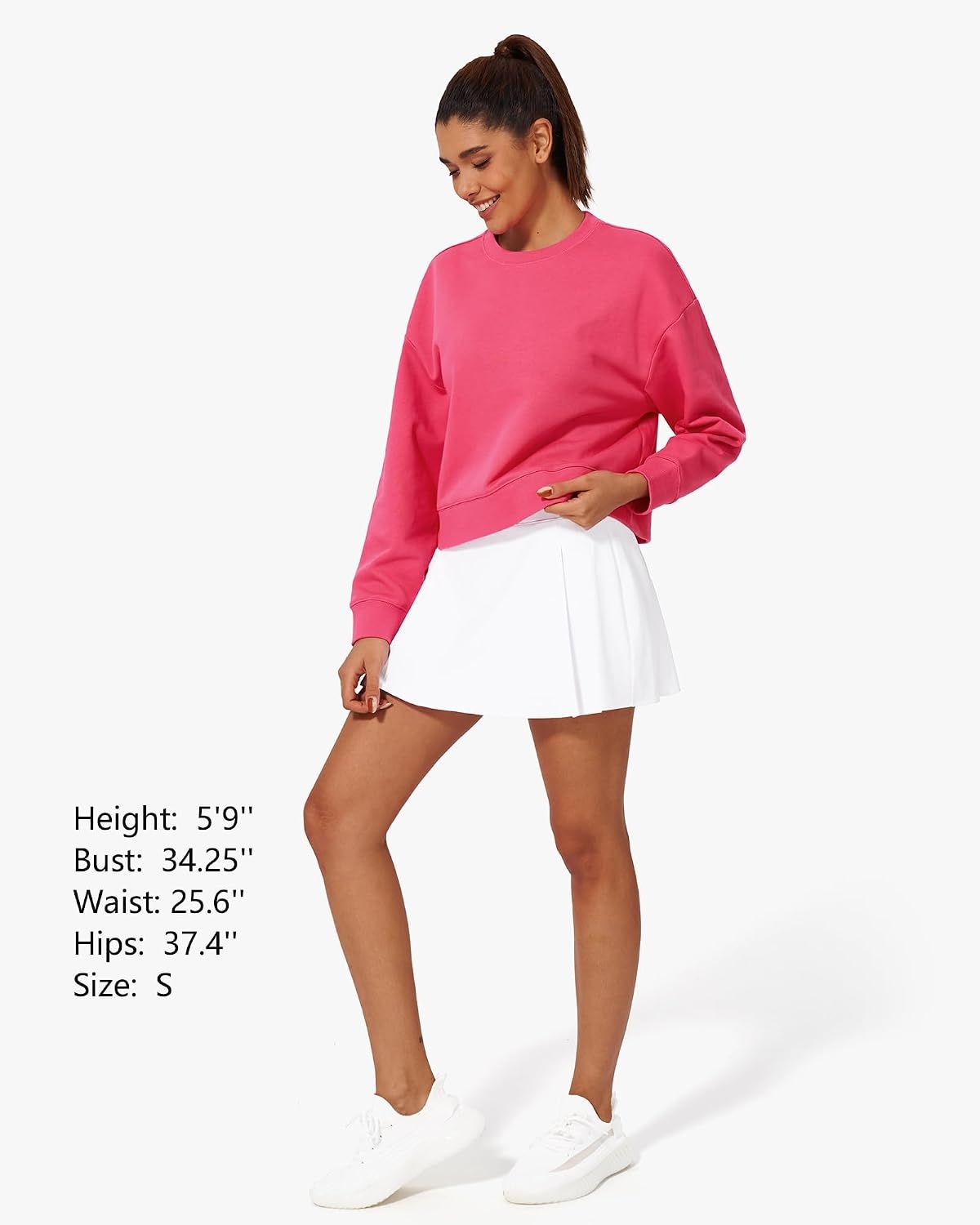 Stelle Cropped Sweatshirts for Women Cotton Long Sleeve Crop Tops Crewneck Pullover Oversized Sweater(Watermelon Sugar)