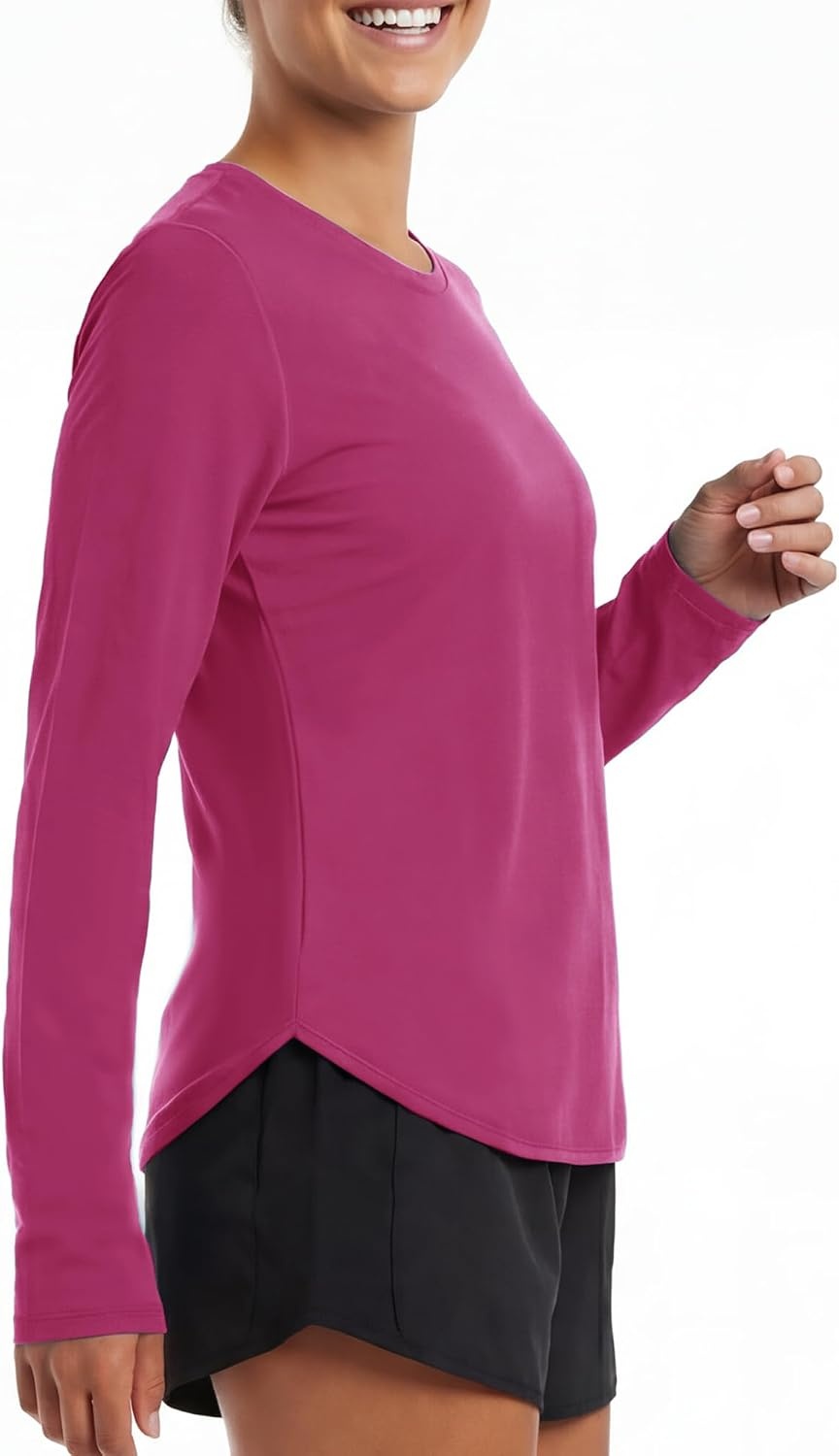 Stelle Women’s Long Sleeve Sun Shirts Quick Dry Workout Top | UPF 50+ Sun Protection, Long Sleeve Shirt, Quick Dry, Lightweight, Workout Top, Running Shirt, Athletic Wear(Fuchsia)