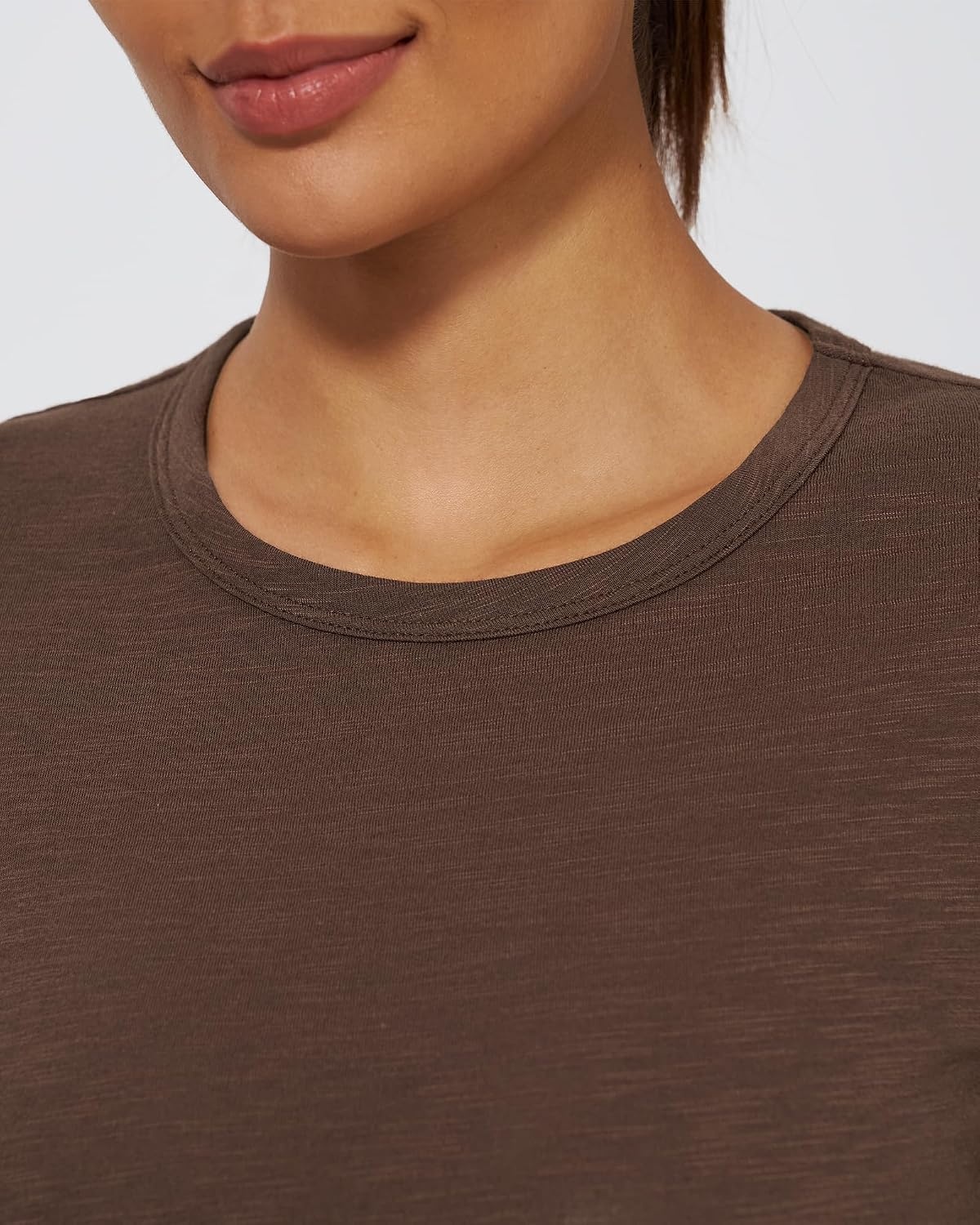 Stelle Womens Modal Soft Crewneck Short Sleeve T Shirts Summer Casual Basic Tops Tees(Cocoa)
