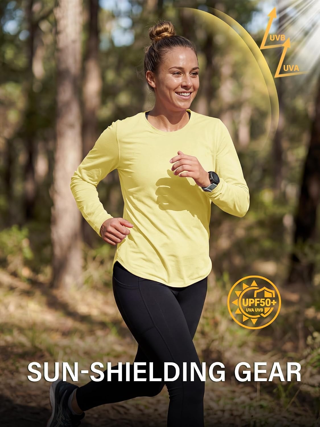 Stelle Women Long Sleeve Workout Tops UPF 50+ UV Protection Running Athletic Shirt Lightweight Quick Dry(Butter)