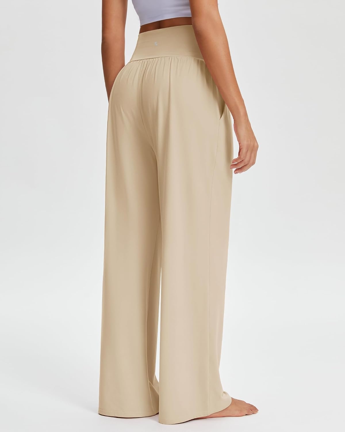 Stelle Women’s Wide Leg Lounge Pants Soft Stretch Casual Travel Wear(Beige)