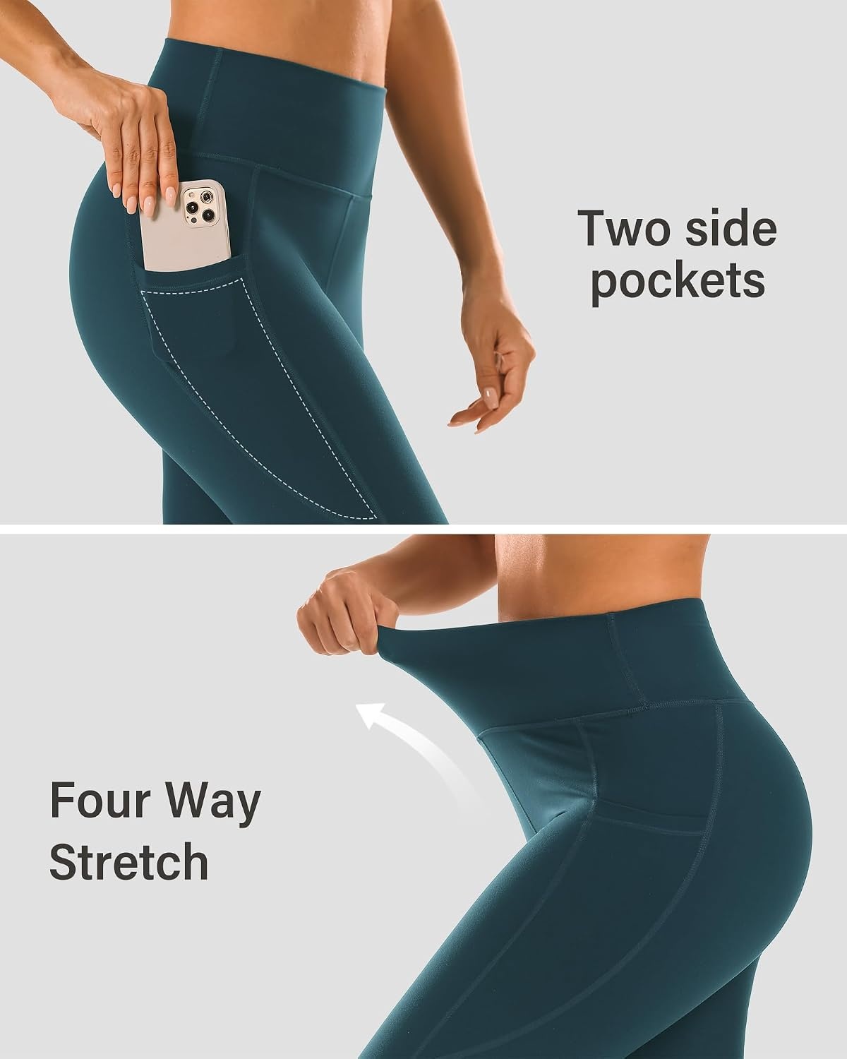 Stelle High Waisted Yoga Leggings with Pockets, Buttery Soft Workout Yoga Pants for Women Tummy Control Running Gym(Brushed Buttery Soft-oceanic)