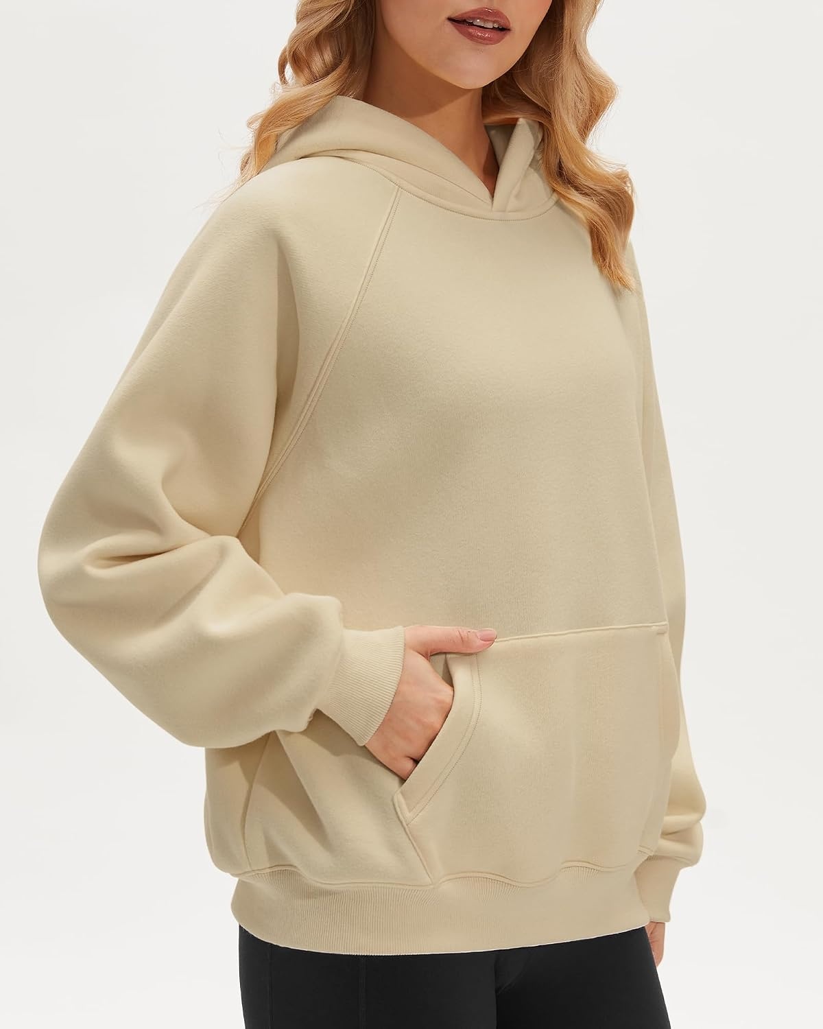 Stelle Women’s Oversized Fleece Hoodies Long Sleeve Casual Sweatshirt(Beige)