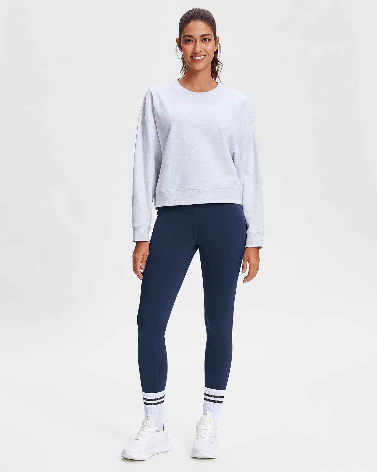 Stelle Women’s Fleece Lined Leggings 27 Thermal Winter Warm High Waisted Workout Yoga Pants with Pocket(Navy)