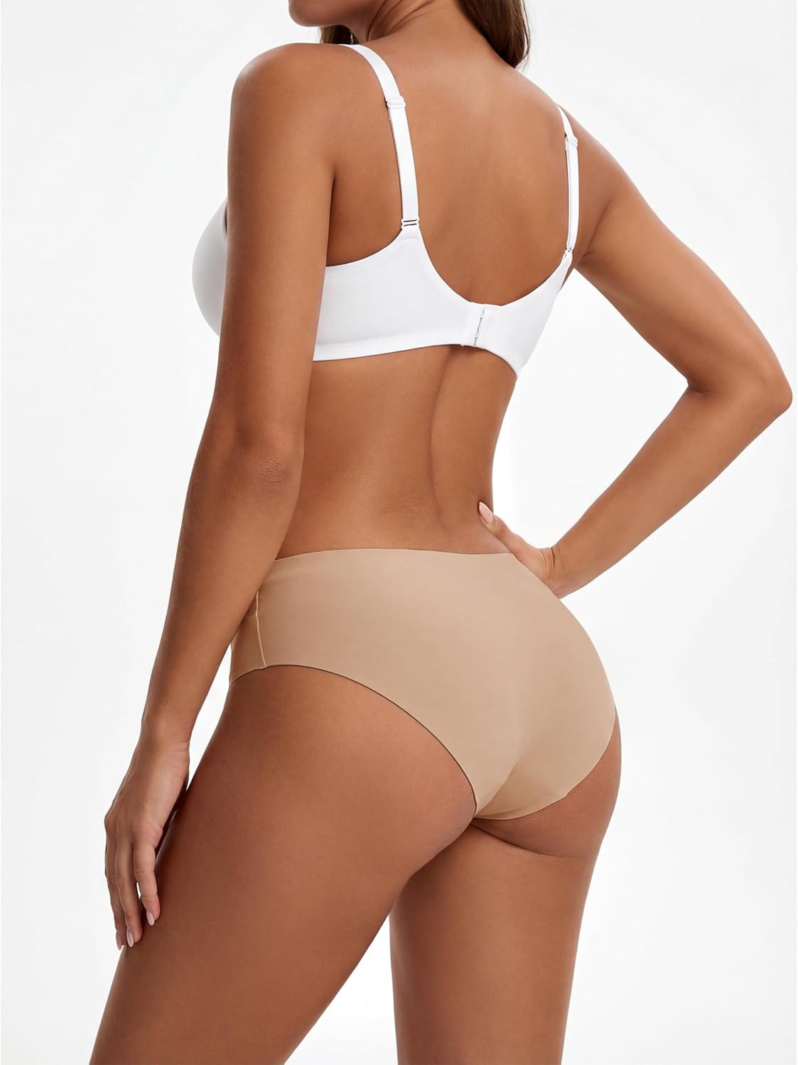 Stelle 5 Pack Womens Seamless Hipster No Show Breathable Underwear Stretch Panties(5 Almond)
