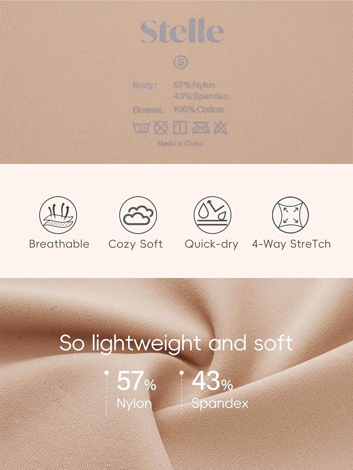 Stelle 5 Pack Womens Seamless Hipster No Show Breathable Underwear Stretch Panties(5 Almond)
