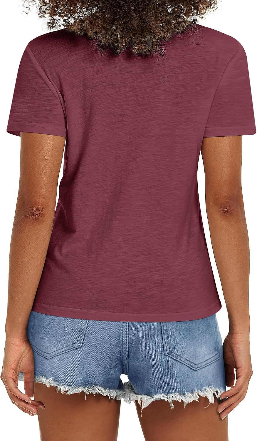 Stelle Women T Shirts Crew Neck Short Sleeve Shirts Soft Summer Classic Fit Tees(Burgundy)