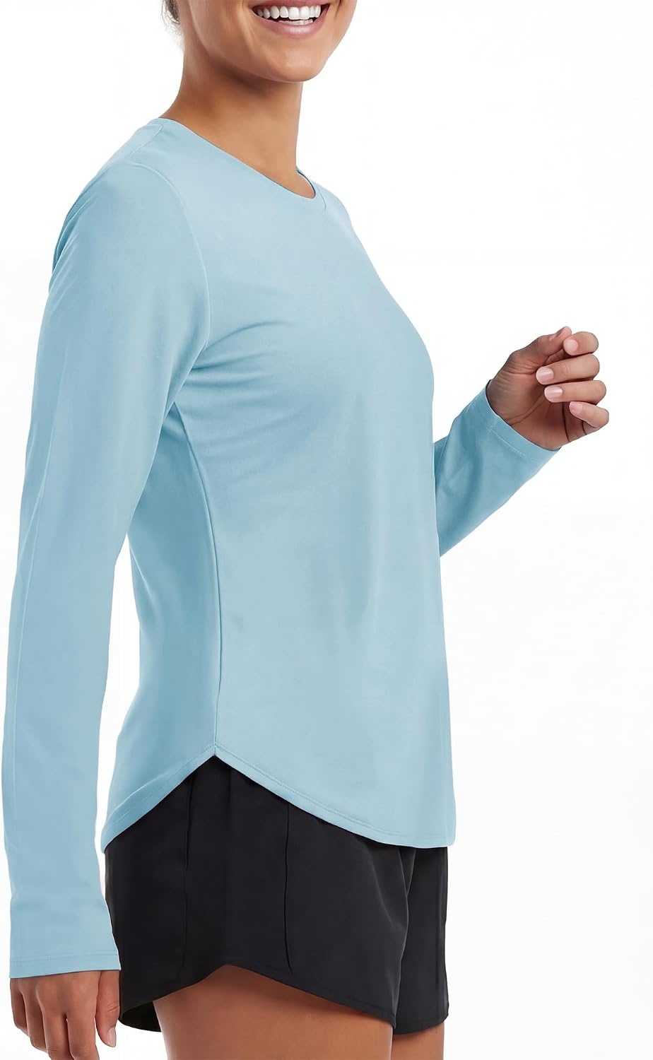 Stelle Women Long Sleeve Workout Tops UPF 50+ UV Protection Running Athletic Shirt Lightweight Quick Dry(Sky Blue)