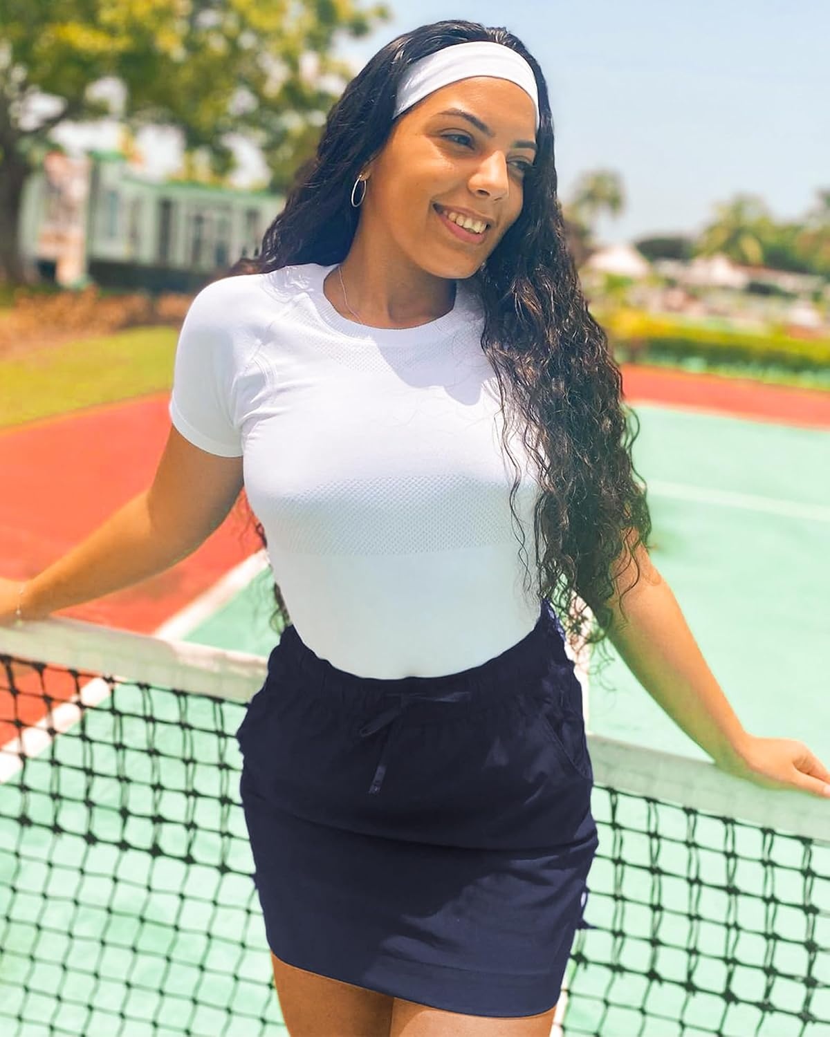 Stelle Women’s Golf Skort Skirts 16″ Hiking Skort for Tennis Outdoors Quick Drying Athletic Workout Skort with Pockets(Navy)