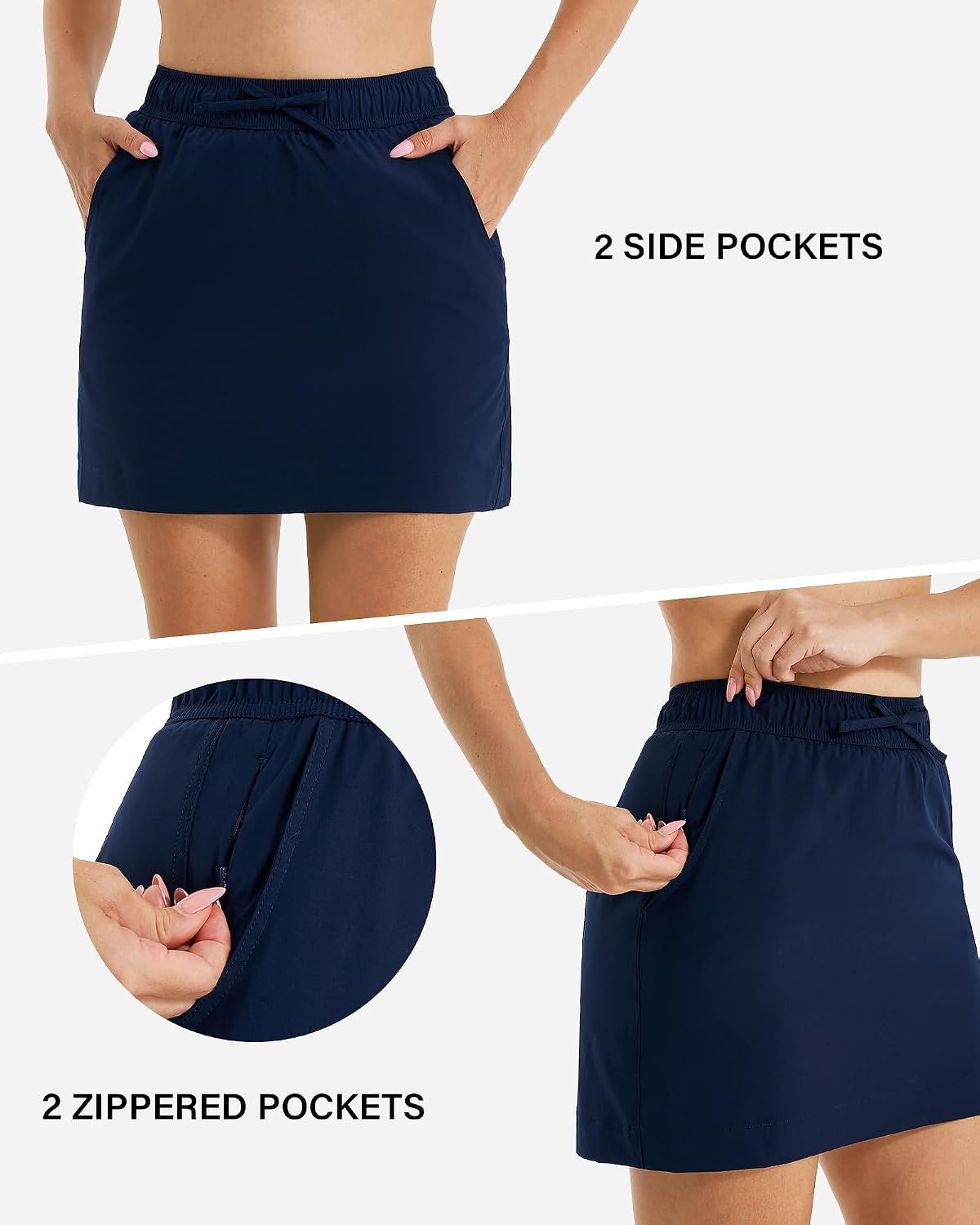 Stelle Women’s Golf Skort Skirts 16″ Hiking Skort for Tennis Outdoors Quick Drying Athletic Workout Skort with Pockets(Navy)