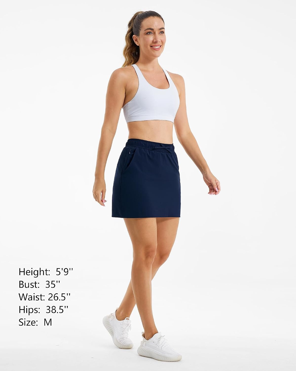 Stelle Women’s Golf Skort Skirts 16″ Hiking Skort for Tennis Outdoors Quick Drying Athletic Workout Skort with Pockets(Navy)