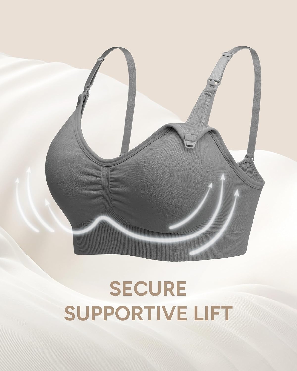 Stelle Nursing Bras Maternity Bralette Seamless for Breastfeeding(Gray+beige)