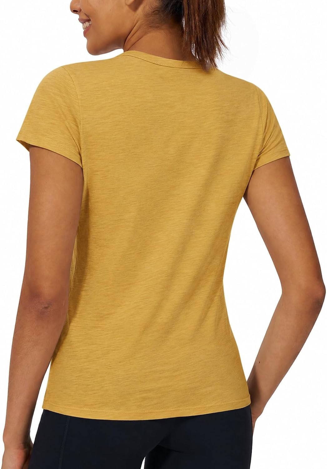 Stelle Womens Modal Soft Crewneck Short Sleeve T Shirts Basic Tees(Mustard)