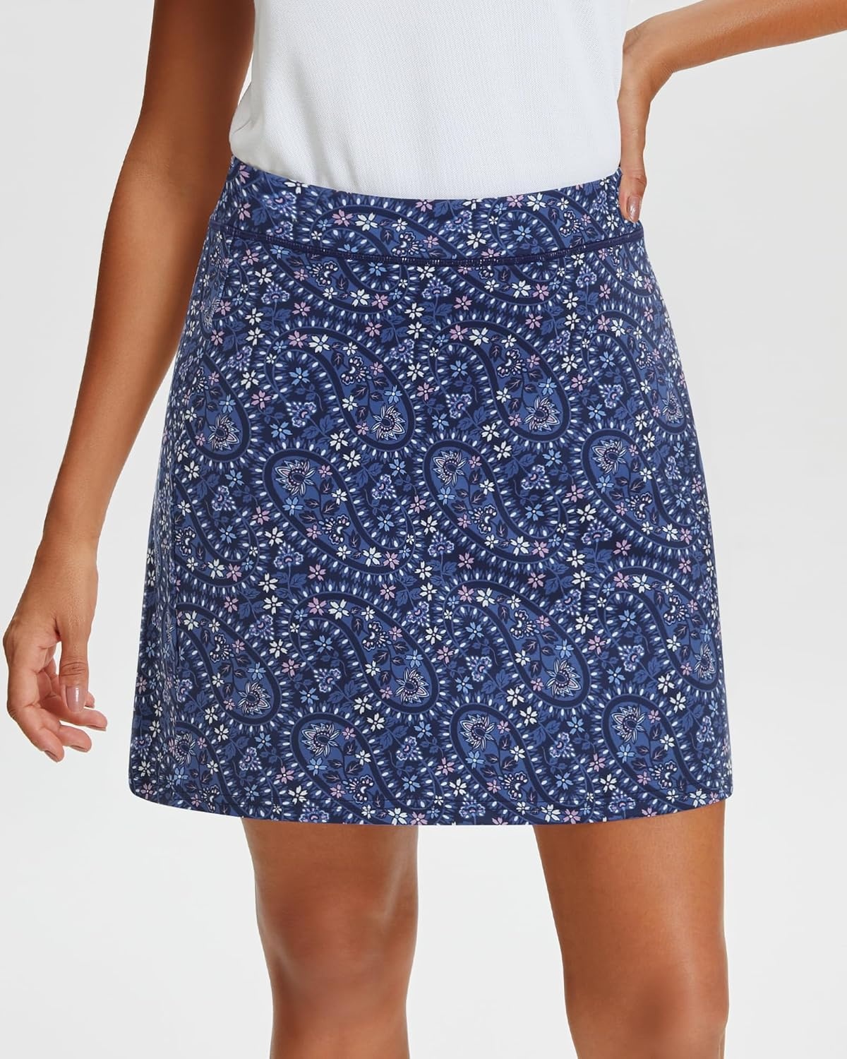 Stelle Women’s Athletic Skorts 17″ Golf Skirts Inner Shorts Tennis Skort with 2 Pockets Running Sports Pickleball Skirt(Whirl Paisley Print)