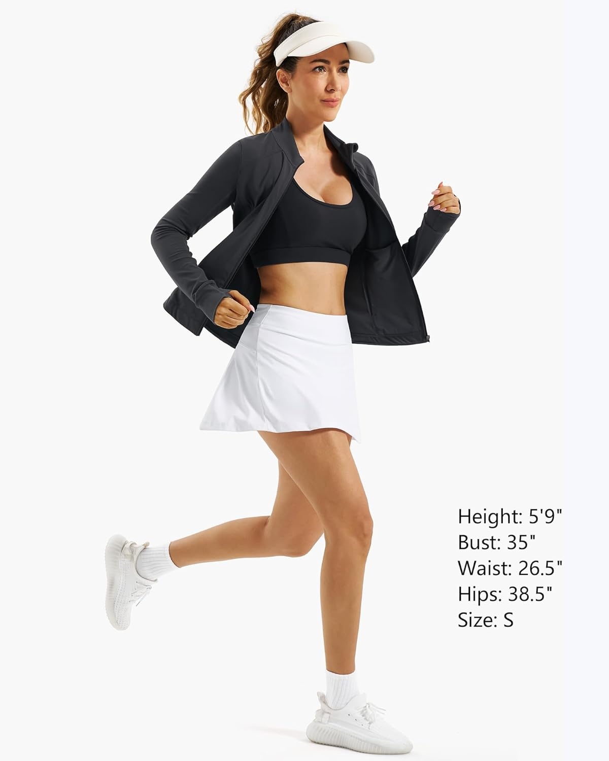 Stelle Women’s Zip Up Jackets Lightweight Athletic Running Jacket Workout Slim Fit Yoga Track Clothes with Thumb Holes(Charcoal)