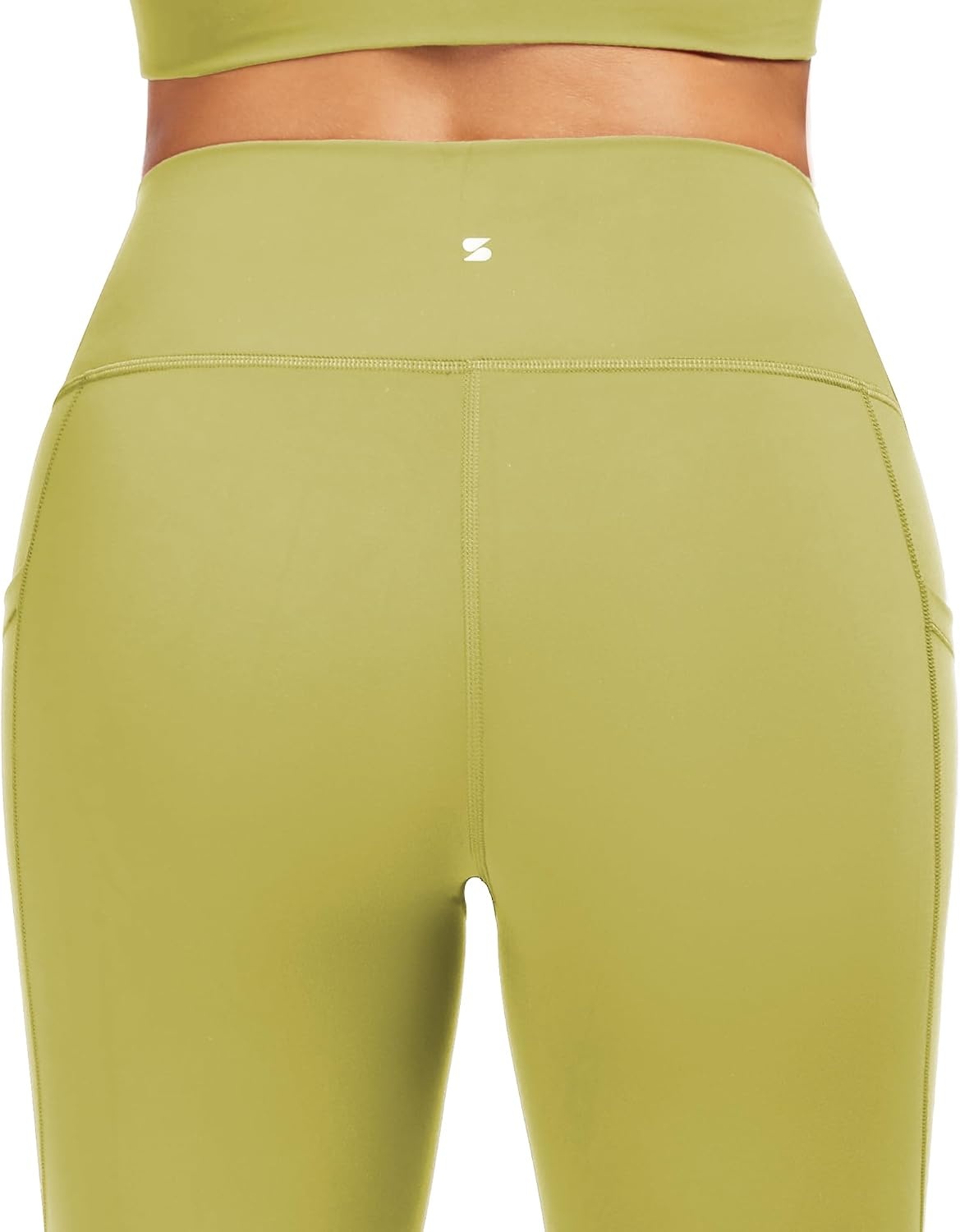 Stelle High Waisted Yoga Leggings with Pockets, Buttery Soft Workout Yoga Pants for Women Tummy Control Running Gym(Brushed Buttery Soft-golden Lime)
