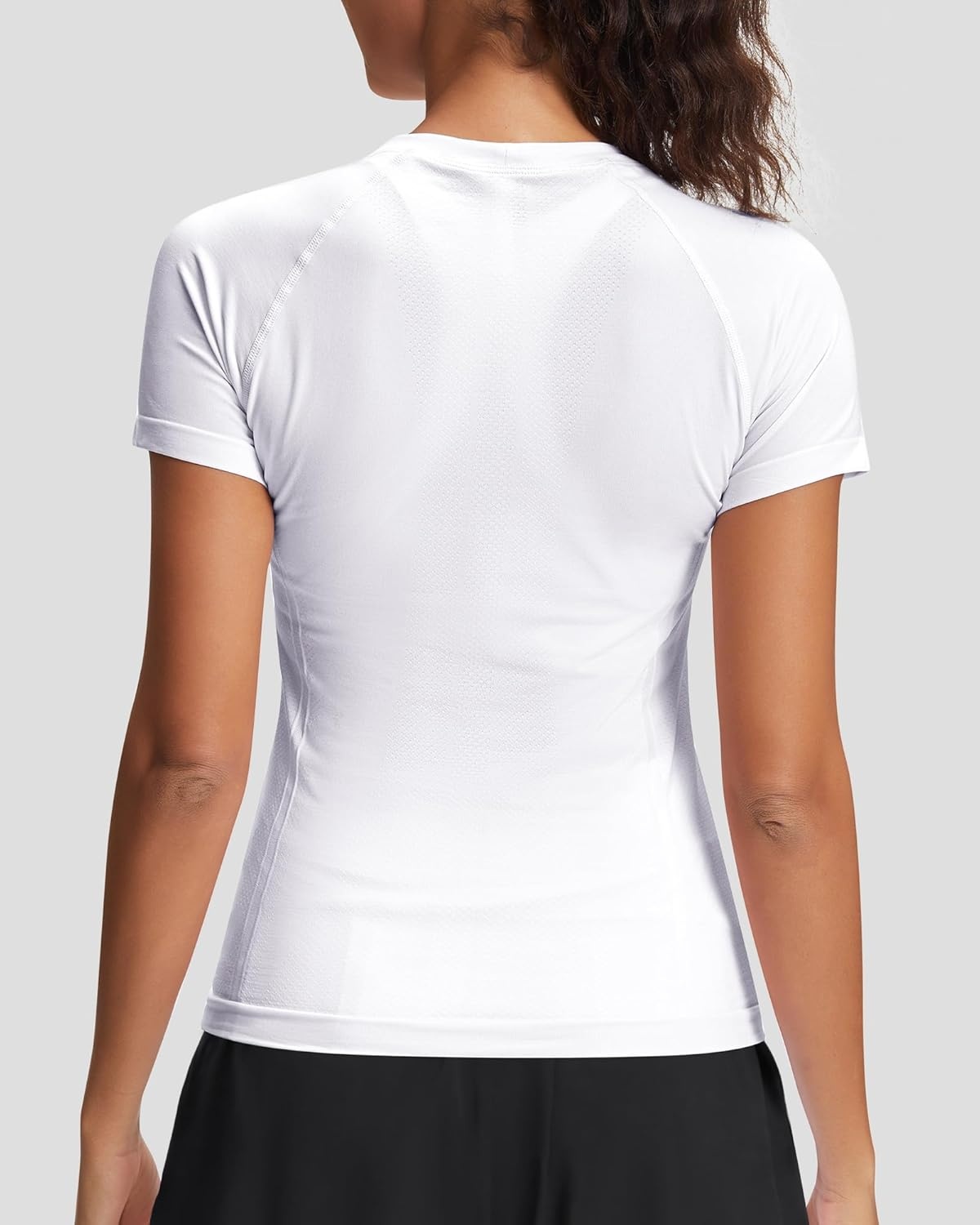 Stelle Womens Workout Tops Short Sleeve Seamless Athletic Shirts Yoga Gym Running T-Shirts(A-white)
