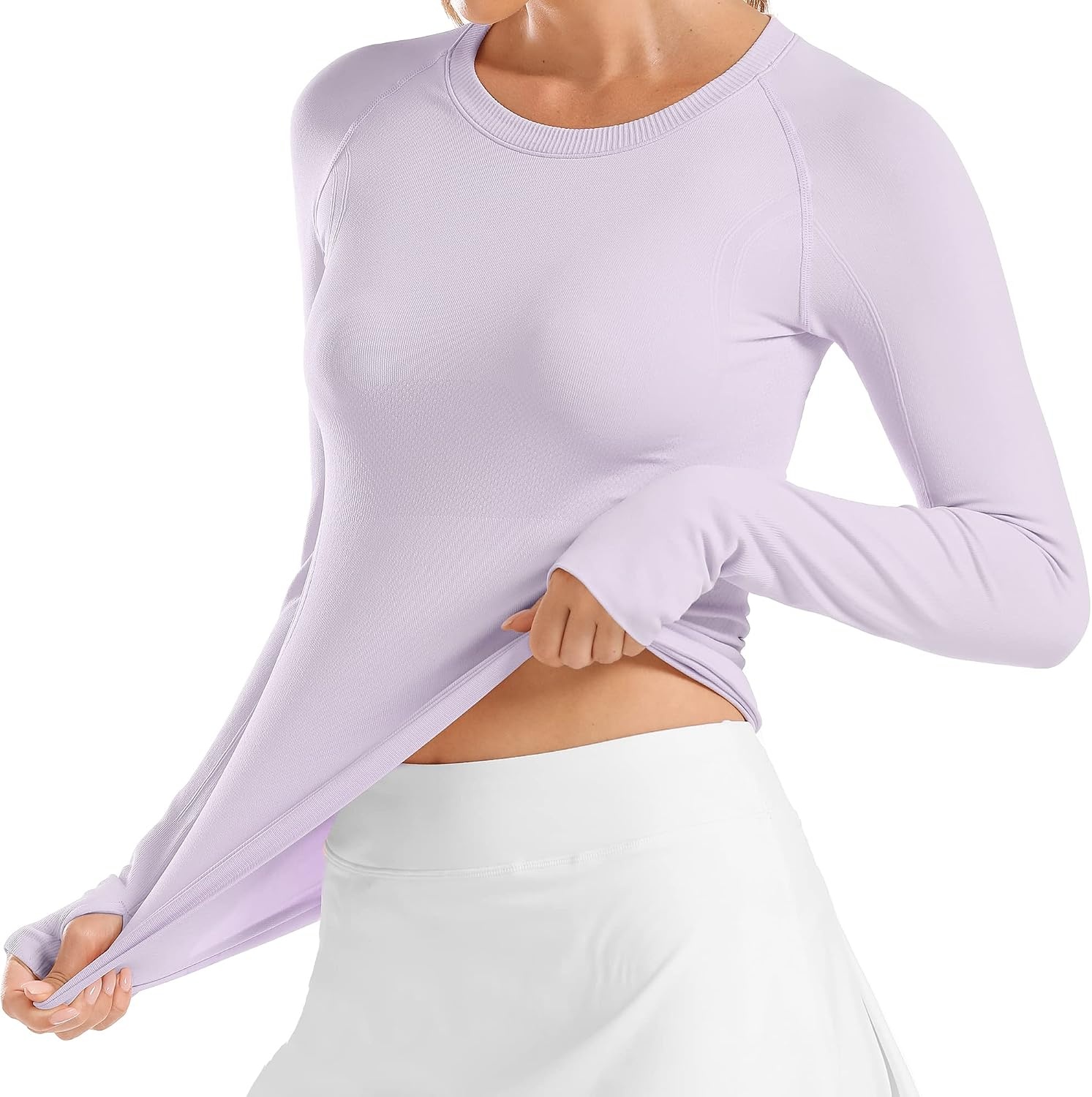 Stelle Womens Seamless Long Sleeve Workout Tops Compression Athletic Shirts(Purple)
