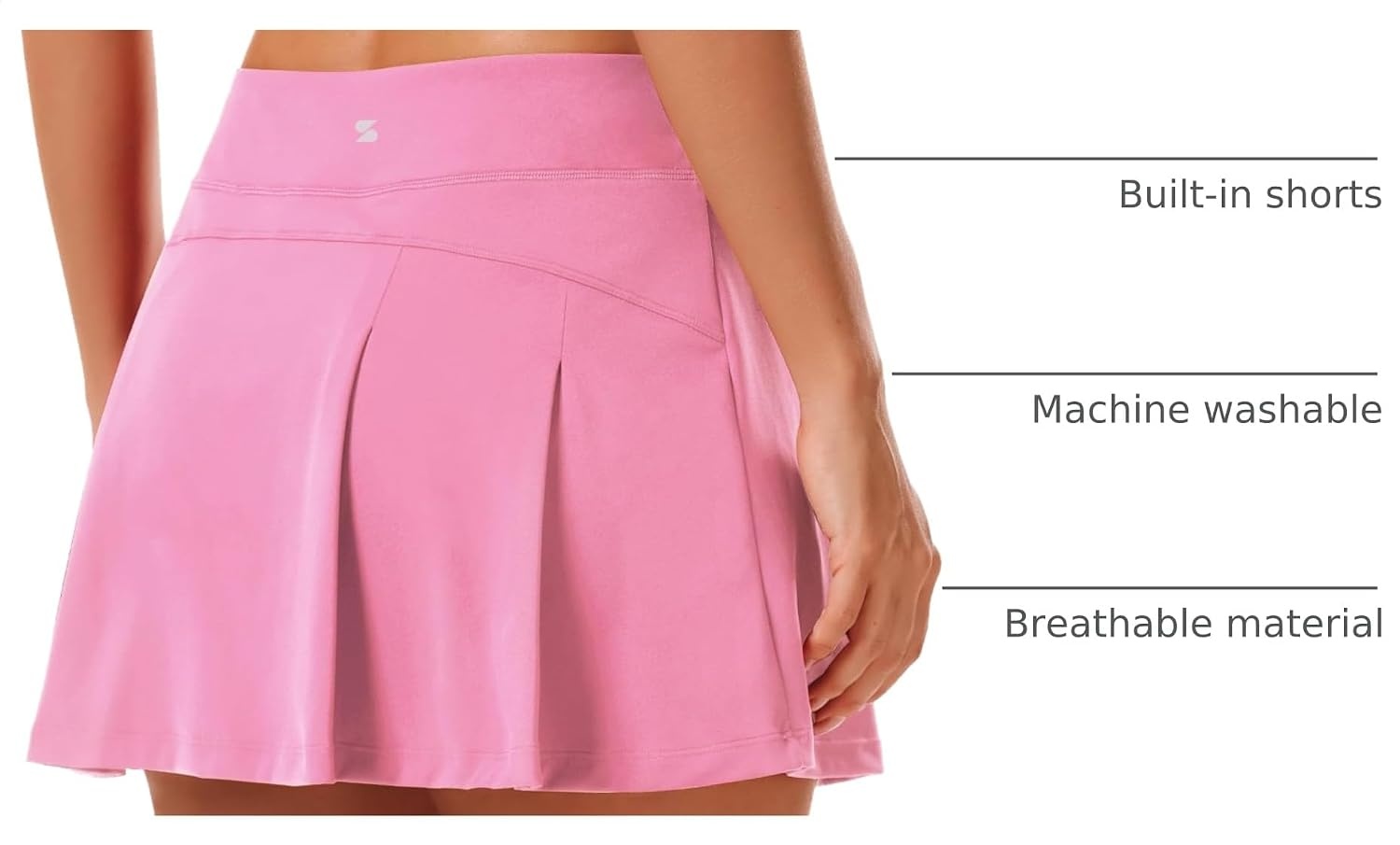 Stelle Women Tennis Skirt High Waisted Athletic Golf Skorts with Pockets | Tummy Control, Built-In Shorts, Deep Pockets, Pleated, Breathable, Lightweight, Tennis, Golf, Pickleball, Running, Workout(Cotton Candy)