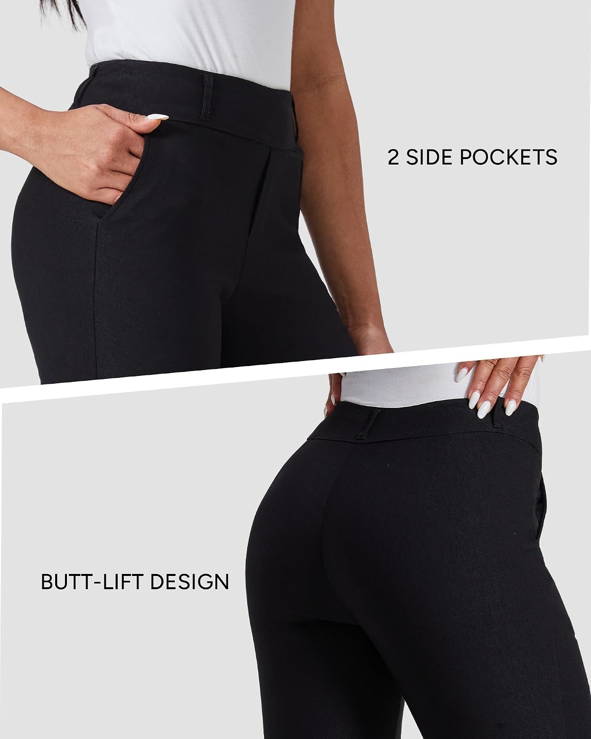 Stelle Women’s Bootcut Dress Pants Stretchy Pull On Work Business Slacks(Black)