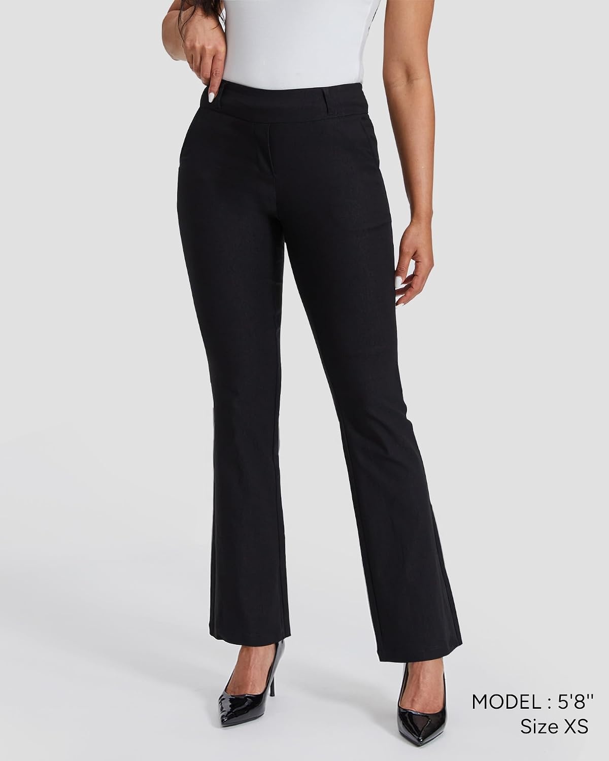 Stelle Women’s Bootcut Dress Pants Stretchy Pull On Work Business Slacks(Black)