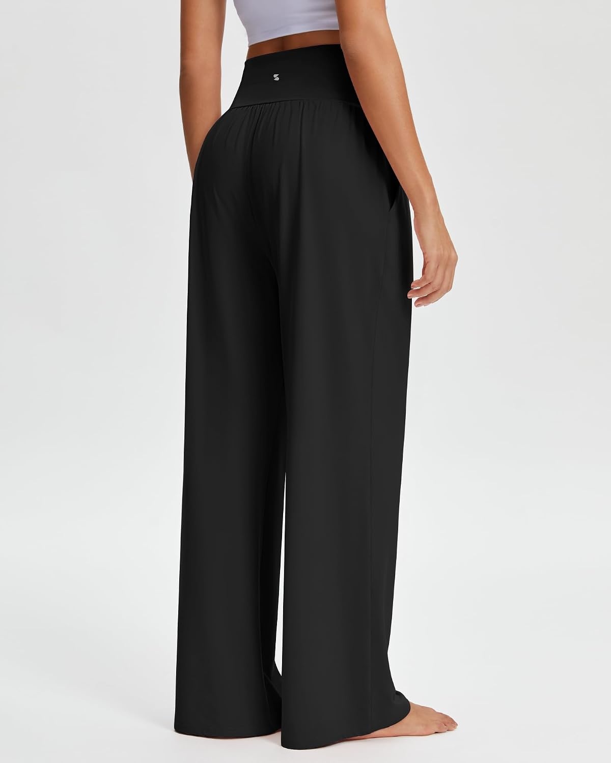 Stelle Women’s Wide Leg Lounge Pants Soft Stretch Casual Travel Wear(A-black)
