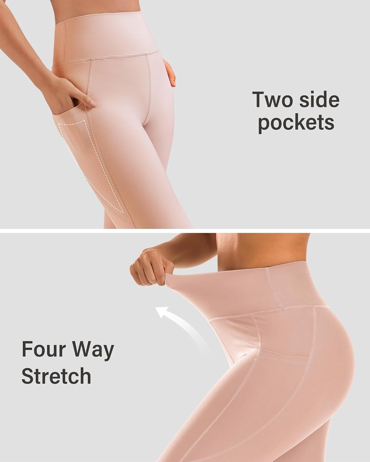 Stelle High Waisted Yoga Leggings with Pockets, Buttery Soft Workout Yoga Pants for Women Tummy Control Running Gym(Brushed Buttery Soft-rose Clay)