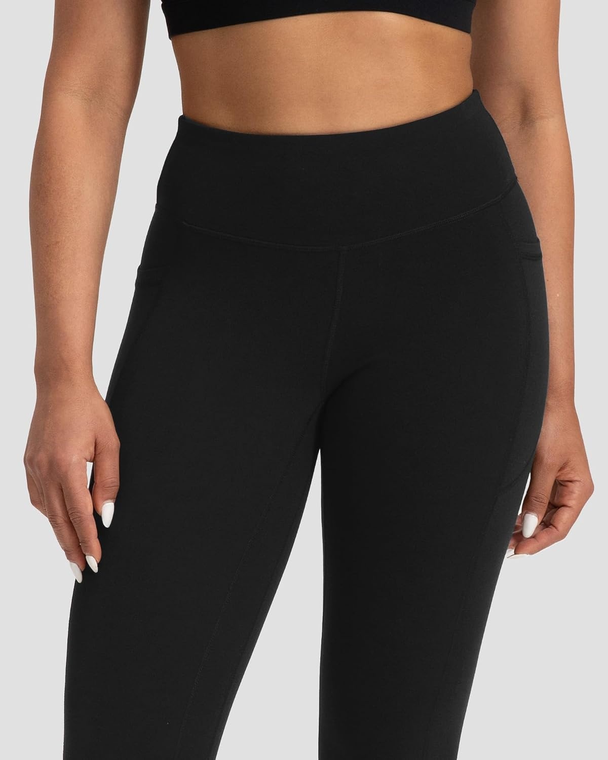Stelle Leggings for Women with Pockets Workout Mid Waisted Yoga Pants | Flattering mid-waisted fit, Buttery soft, Four-way stretch, Breathable, 2 Side pockets, Fitness, Workout, Active performance(Black)