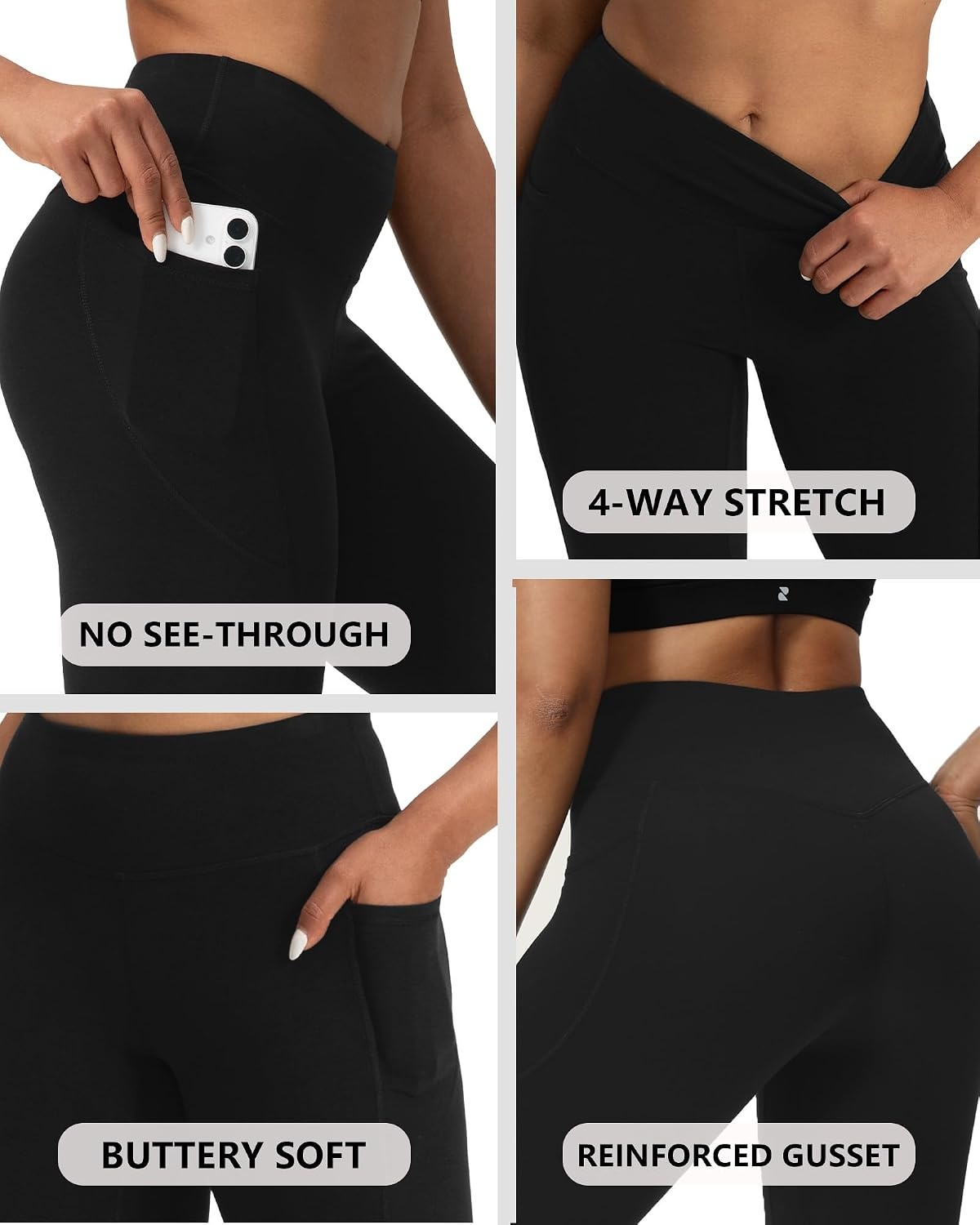 Stelle Leggings for Women with Pockets Workout Mid Waisted Yoga Pants | Flattering mid-waisted fit, Buttery soft, Four-way stretch, Breathable, 2 Side pockets, Fitness, Workout, Active performance(Black)