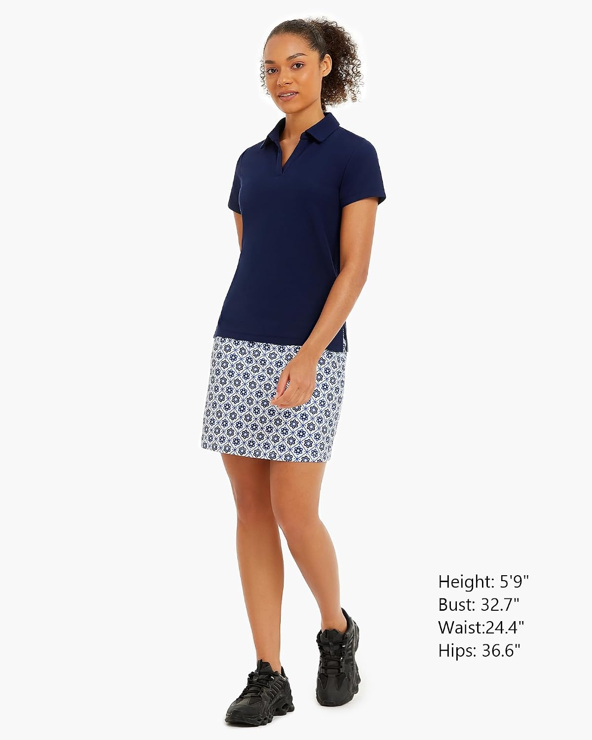 Stelle Women Golf Polo Shirts Tennis Shirt Short Sleeve V Neck Quick-Drying Collared Top(Navy)
