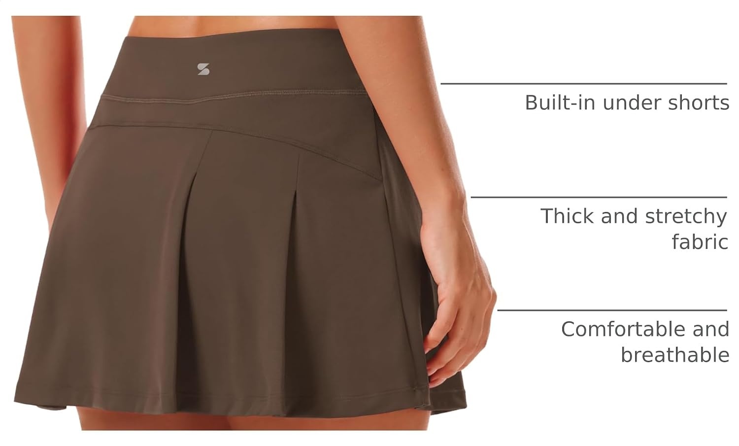 Stelle Women Tennis Skirt High Waisted Athletic Golf Skorts with Pockets(Espresso)