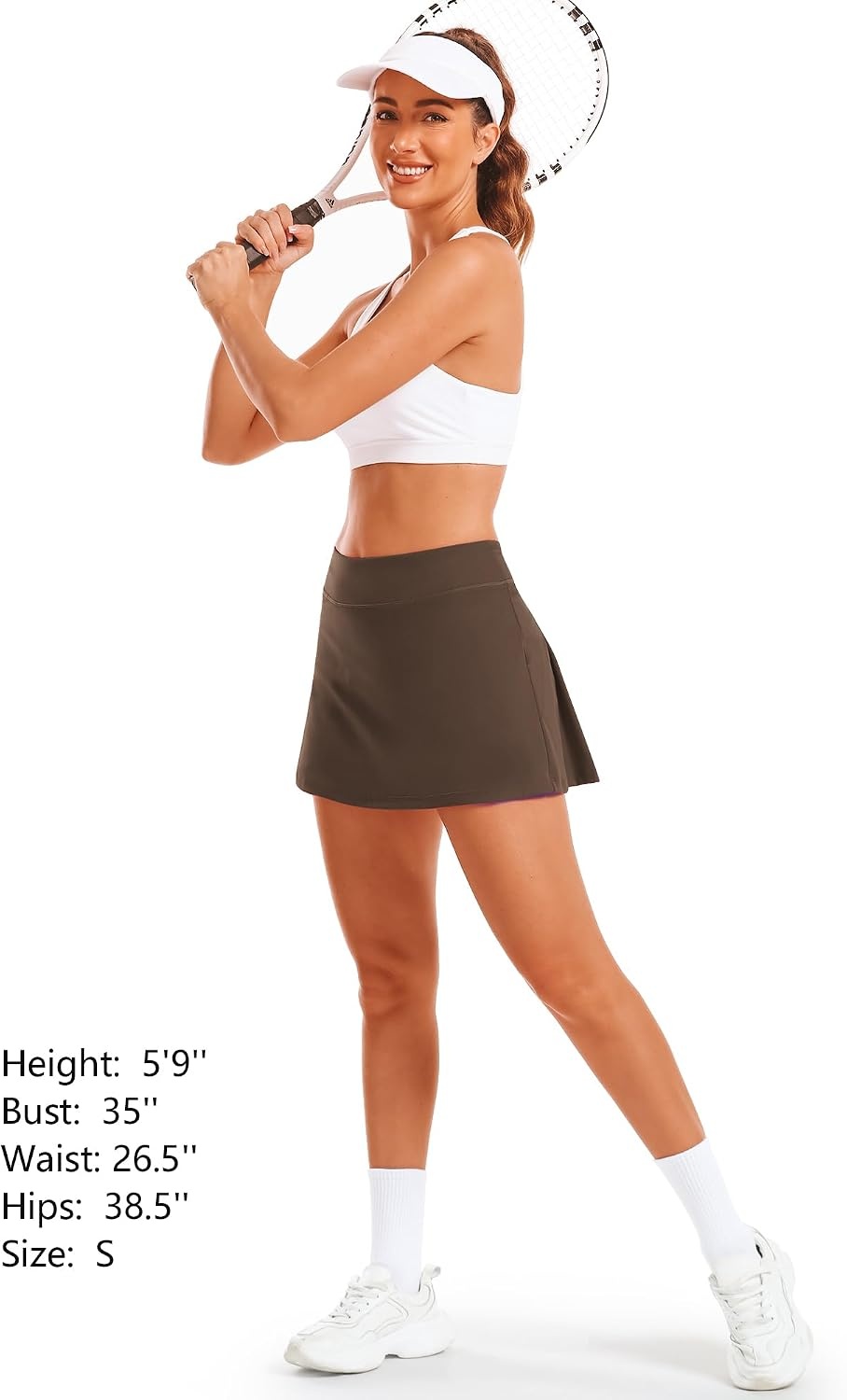 Stelle Women Tennis Skirt High Waisted Athletic Golf Skorts with Pockets(Espresso)