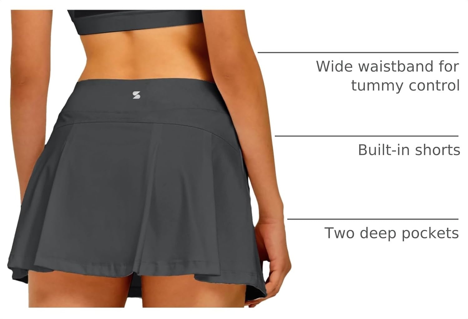 Stelle Women Tennis Skirt High Waisted Athletic Golf Skorts with Pockets(Grey)