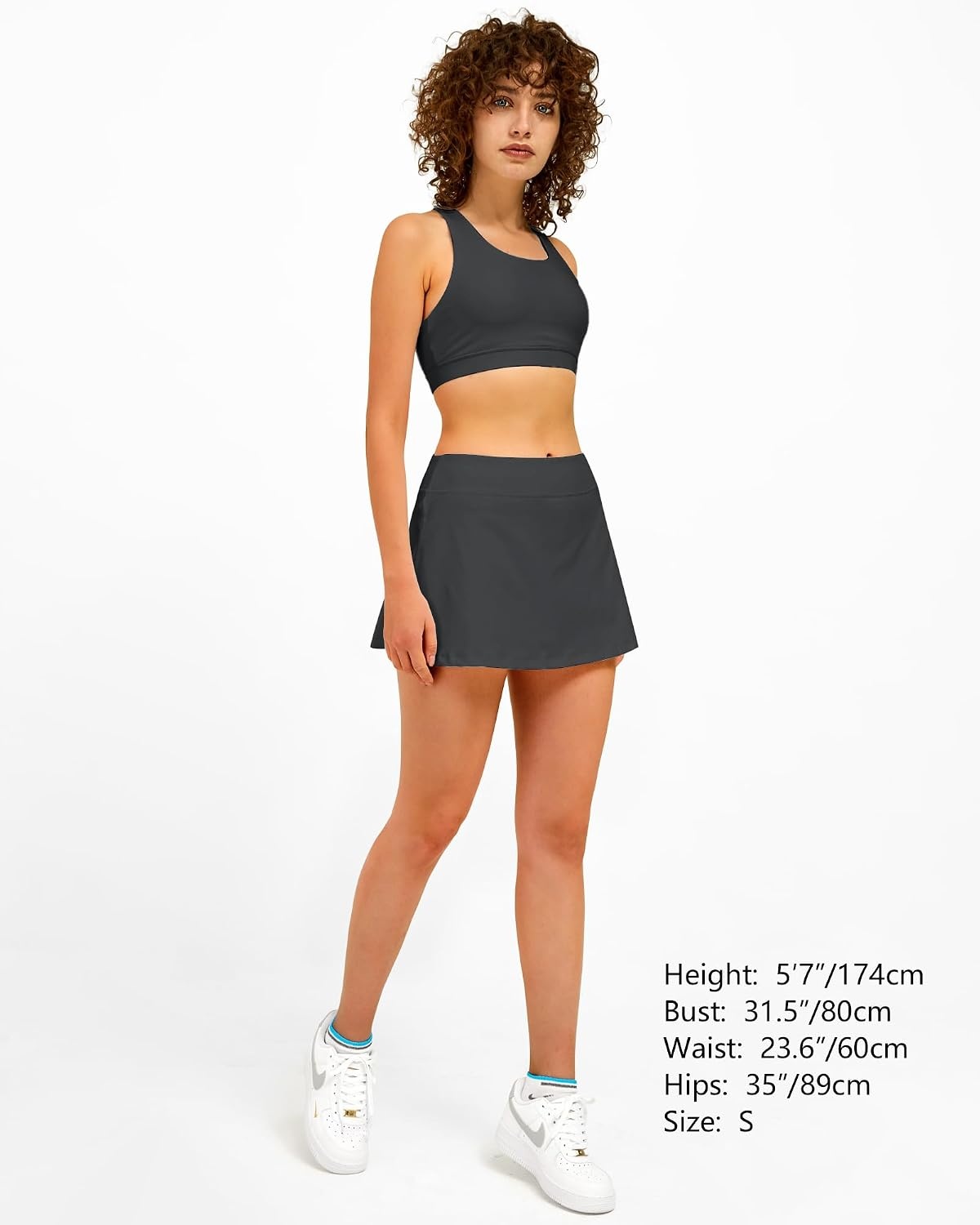 Stelle Women Tennis Skirt High Waisted Athletic Golf Skorts with Pockets(Grey)