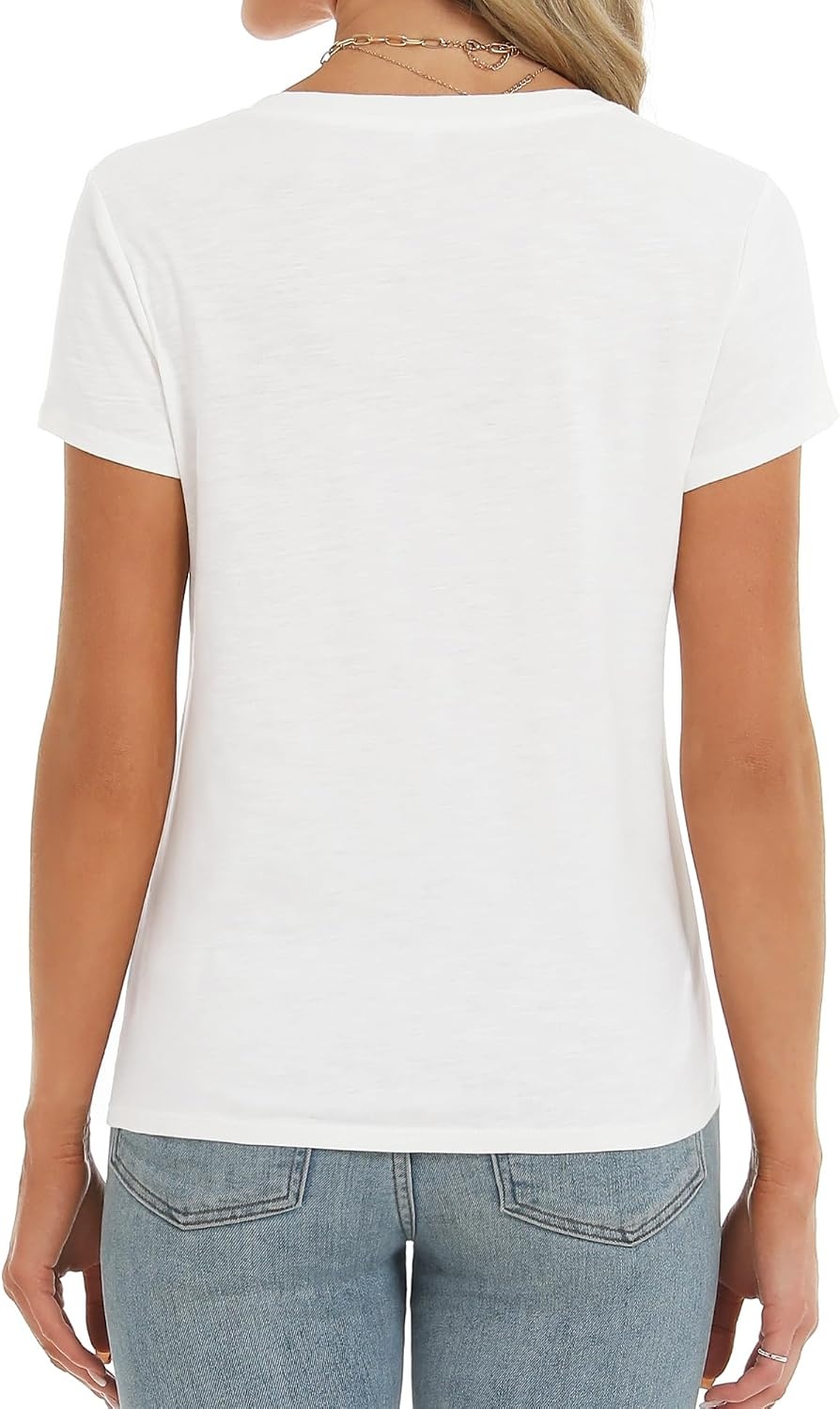 Stelle Womens Modal Soft T Shirts Short Sleeve V Neck Basic Tee | Breathable fabric, Loose Fit, Lightweight, Layering essential, Streetwear, Summer Outfits(Off-white)
