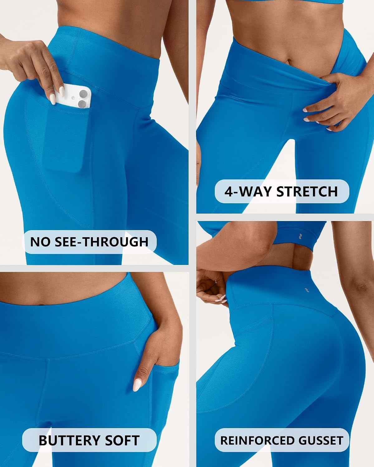 Stelle Leggings for Women with Pockets Workout Butt Lifting Yoga Pants | Flattering mid-waisted fit, Buttery soft, Four-way stretch, Breathable, 2 Side pockets, Fitness, Workout, Active performance(Electric Blue)
