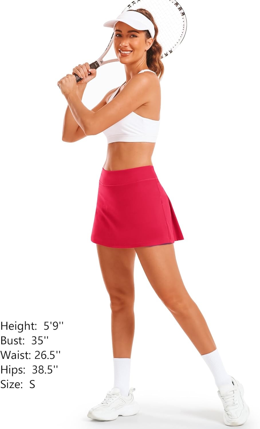 Stelle Women Tennis Skirt Golf Skorts Athletic High Waisted with Pockets Inner Shorts Sport Workout Pleated Pickleball(Raspberry)