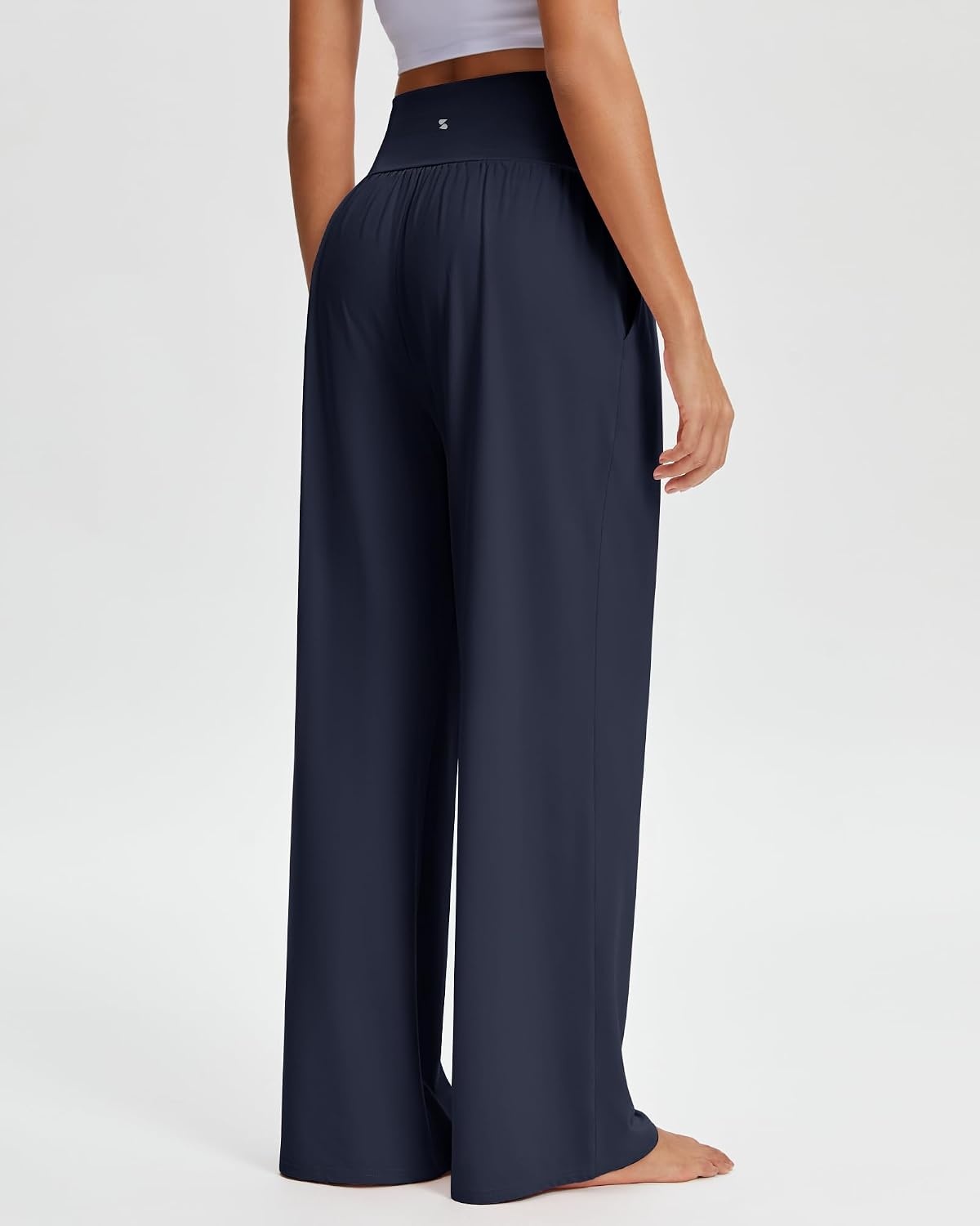 Stelle Wide Leg Yoga Pants for Women High Waisted Super Comfy Buttery Soft Lounge Pants with Pockets 26/28/30 Inseam(B-navy)